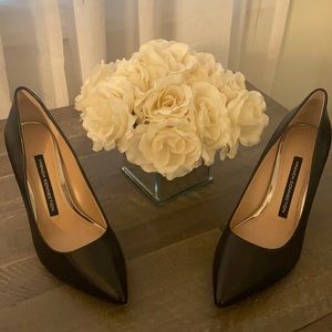 New French Connection black leather pumps